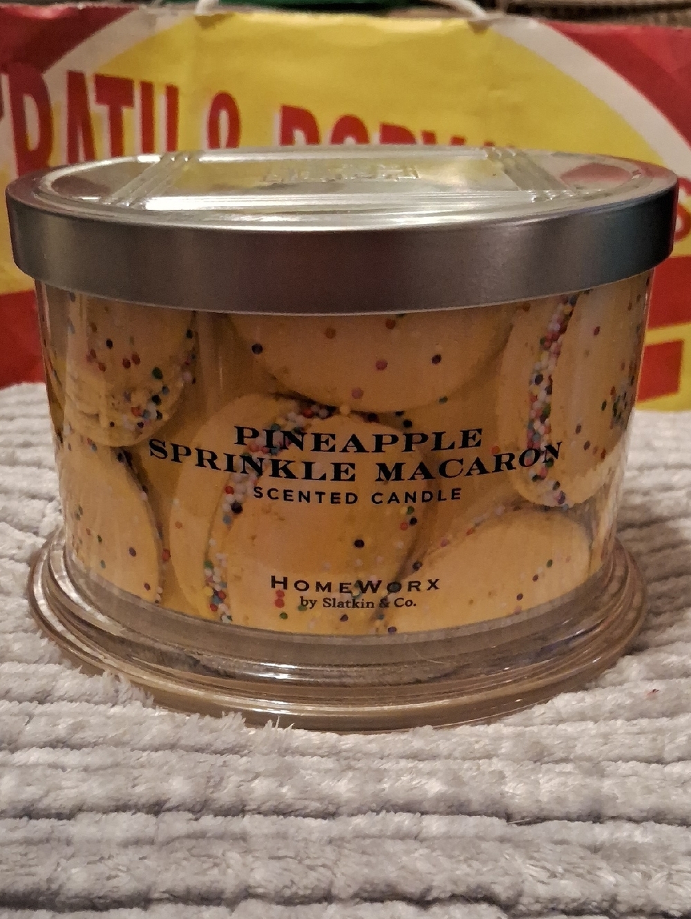 HomeWorx Pineapple Sprinkle Macaron Scented Candle - Yellow